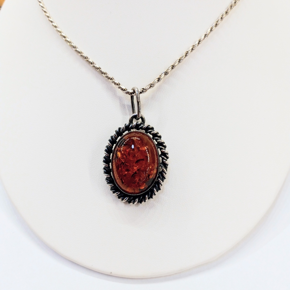 Genuine Amber Necklace Sterling Silver